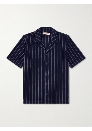 Orlebar Brown - Hawkin Stripe Towelling Cotton Shirt - Men - Blue - S