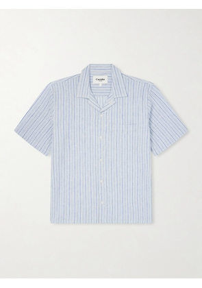 Corridor - Convertible-Collar Striped Cotton and Linen-Blend Shirt - Men - Blue - S