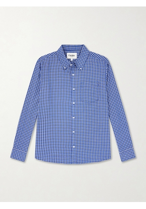 Corridor - Bruce Button-Down Collar Checked Cotton-Blend Poplin Shirt - Men - Blue - S