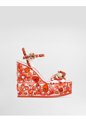 Dolce & Gabbana Sandalo Zeppa - Woman Sandals And Wedges Multicolor Cotton 39