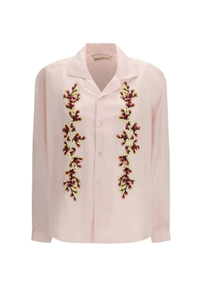 Baziszt Tinees floral-embroidered camp-collar cotton shirt - Pink