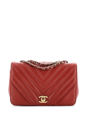 CHANEL Pre-Owned Statement Flap Bag Chevron Calfskin Mini crossbody bag - Red