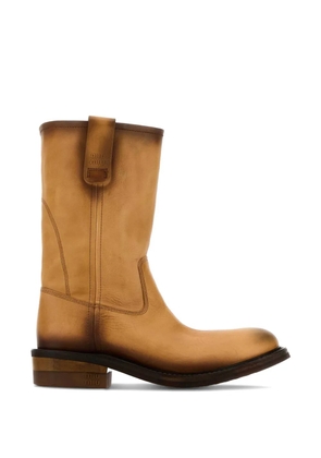 Miu Miu Foule logo-embossed leather boots - Brown