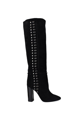 Saint Laurent studded braided suede boots - Black