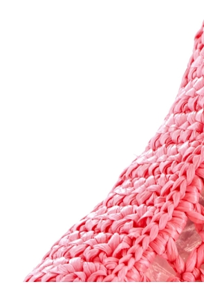 Prada Pre-Owned Triangle Logo Open Raffia tote bag - Pink