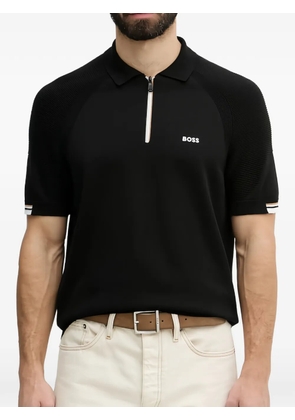 BOSS zip-fastening raglan-sleeve polo shirt - Black