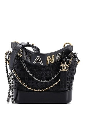 CHANEL Pre-Owned Gabrielle Hobo with Logo Handle Laser Cut Calfskin and Wool Felt Small crossbody bag - Black