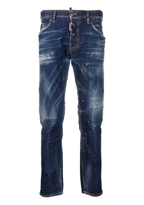DSQUARED2 paint-splatter slim-cut jeans - Blue