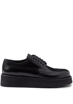 Prada brushed-leather lace-up shoes - Black