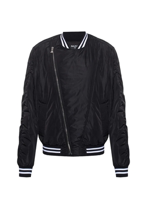 Balmain asymmetric-zip bomber jacket - Black