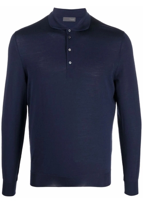 Drumohr long-sleeved merino polo shirt - Blue