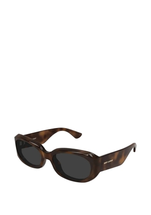 Saint Laurent matte-finish rectangle-frame sunglasses - Brown