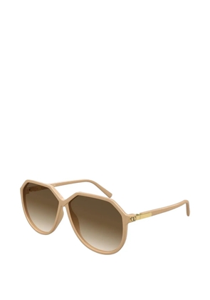 VALENTINO GARAVANI EYEWEAR VLogo geometric-frame sunglasses - Brown