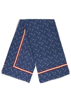 Bally logo-print cashmere-modal scarf - Blue