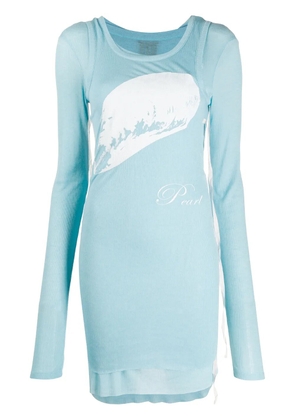 Ann Demeulemeester Pearl layered knit top - Blue