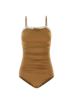 Chloé lace-trimmed ruched bodysuit - Brown