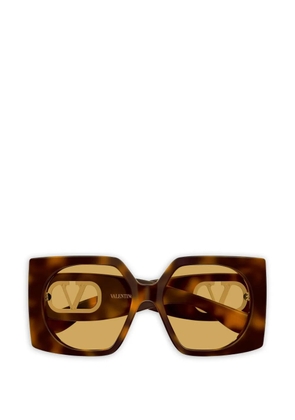 Valentino Garavani V-logo Signature geometric-frame sunglasses - Brown