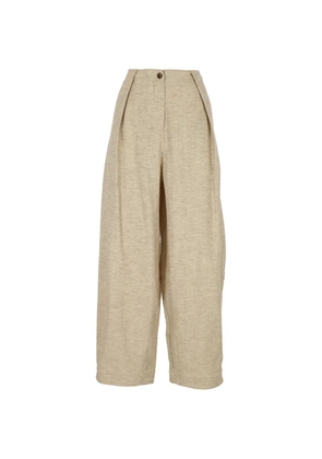 EMMA E GAIA pleated wide-leg high-waisted trousers - Neutrals