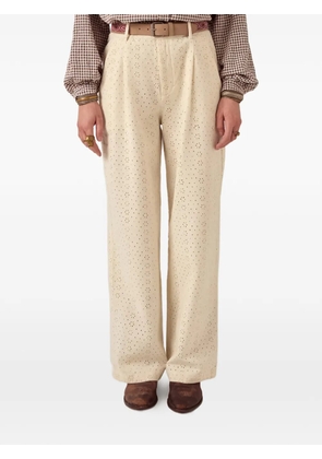 MAISON HOTEL Theodore embroidered straight-leg trousers - Neutrals