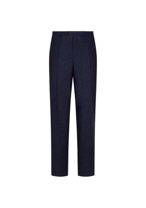 Canali pressed-crease linen trousers - Blue