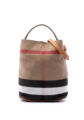 Burberry Pre-Owned 2000-2017 Medium Mega Check Canvas Ashby Bucket Bag satchel - Brown