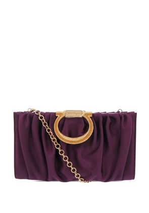 Ferragamo Pre-Owned 2010-2026 Satin Gancini Clutch with Chain shoulder bag - Purple