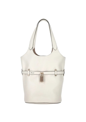 Borbonese small Secchiello padlock-detail pebbled leather shoulder bag - White