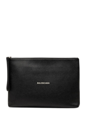 Balenciaga Pre-Owned 2020 Grained Calfskin Logo Cash Pouch clutch bag - Black