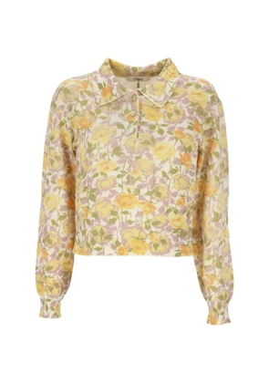 Chloé floral-print polo-collar sweater - Yellow