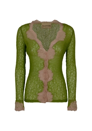 Valentino Garavani lace-panelled button-up cardigan - Green