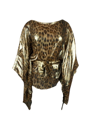 Roberto Cavalli leopard-print draped kaftan - Gold