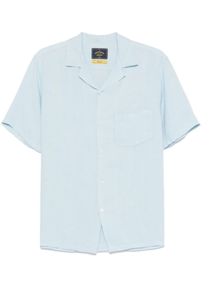 Portuguese Flannel linen camp collar shirt - Blue