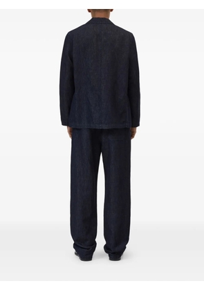 Closed notch-lapel patch-pocket denim jacket - Blue