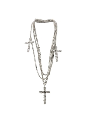 Blumarine multi-chain cross-pendant necklace - Silver