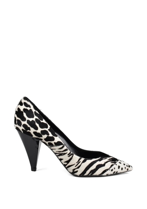 Saint Laurent animal-print pointed toe heeled pumps - White
