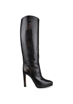 Lauren Ralph Lauren monogrammed almond leather boots - Black
