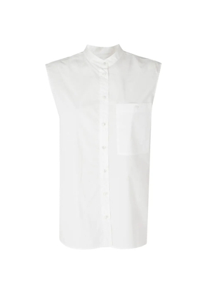 SOLOTRE mandarin-collar sleeveless shirt - White