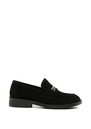 ADRIANNA FERETTI plaque-detail suede loafers - Black