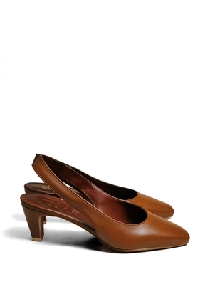 Poche Paris square-toe slingback pumps - Brown
