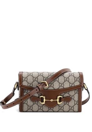 Gucci Pre-Owned Horsebit 1955 Flap GG Coated Canvas Mini crossbody bag - Brown