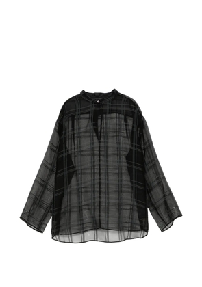 LESS check-pattern sheer blouse - Black