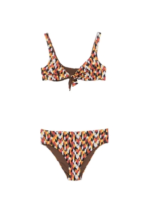 Fisico printED knot-detail bikini - Orange