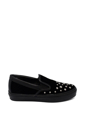 Ferragamo stud-embellished velvet loafers - Black
