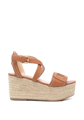 LIU JO logo-plaque wedge sandals - Brown