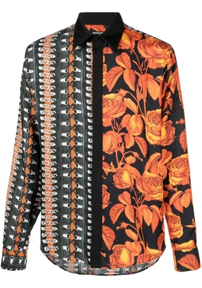 Roberto Cavalli patchwork rose-print silk shirt - Black