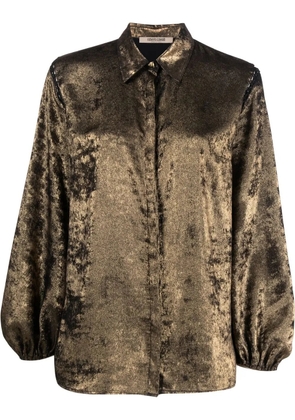 Roberto Cavalli metallic-effect balloon sleeve shirt - Brown