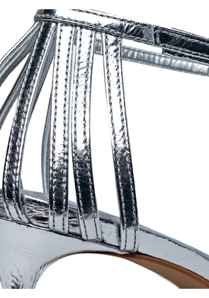 CARRANO metallic-effect cage-strap sandals - Silver