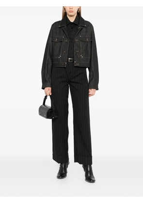 LEMAIRE stud-embellished cropped denim jacket - Blue
