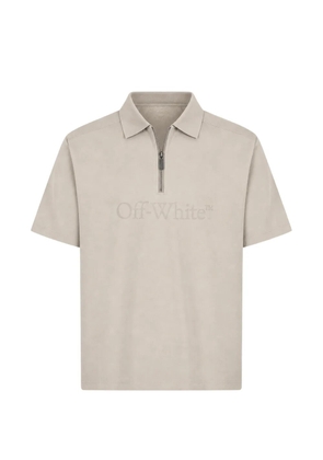 Off-White logo-print zip polo shirt - Neutrals