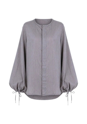 Roberto Collina pinstripe-pattern puff-sleeve cotton blouse - Brown